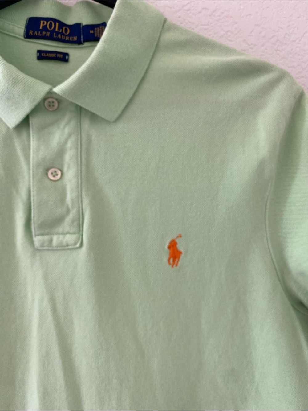 Polo by Ralph Lauren Men’s Light Green Polo with Orange Pony Size M - Picture 2 of 8